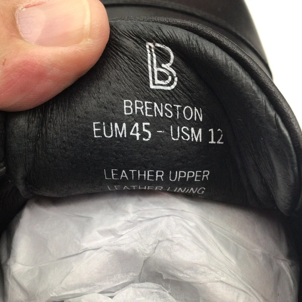 Birchbury Brenston Mens Size 12 Black Leather Wide Toe Dress Shoes NEW